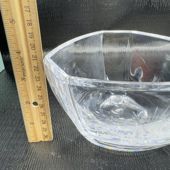 Tiffany & Co New York Etched Six Panel Hexagonal Crystal Glass Bowl Dish Signed - Picture 4 of 12